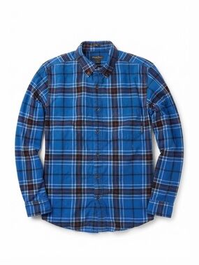 Eddie Bauer Mens Slim Fit Flannel Shirt Blue Plaid Button Down S
